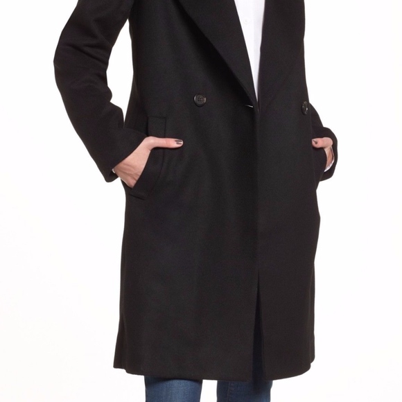 J. Crew Wool Blend Two Button Black Coat - Picture 6 of 8